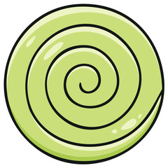 Fototapeta premium Vibrant Green Swirl Candy Cartoon Illustration Delightful Sweet Treat Design Element