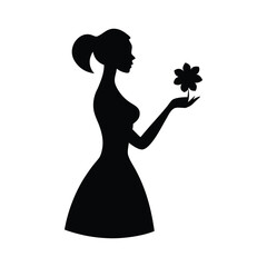 silhouette of a woman holding a flower