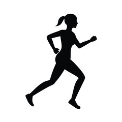 silhouette of a woman jogging full body simple