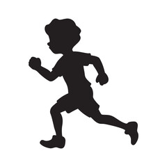 silhouette vector of a boy running