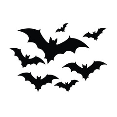 silhouette of flying bats halloween concept