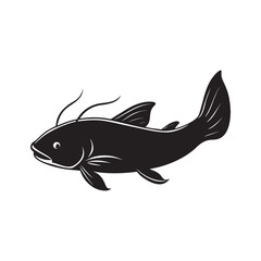 silhouette vector of a catfish