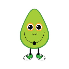 smiling avocado fruit with sneakers cartoon