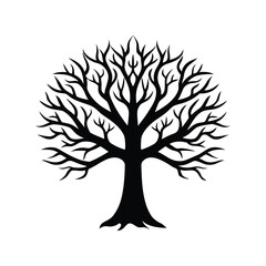 The tree is a black silhouette against a white background