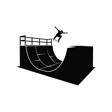 Skateboarder Extreme Jump Half pipe Vector Illustration