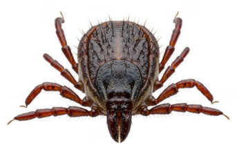 Detailed close-up of a tick insect vector carrier parasite macro arthropod arachnid isolated on transparent background