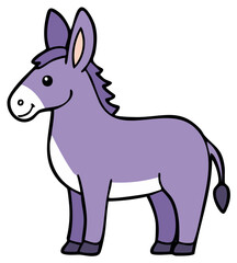 Obraz premium Friendly purple donkey cartoon character illustration with a happy smiling face