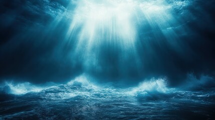 Fototapeta premium Underwater Sunlight Piercing Dark Waves
