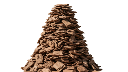 Wooden Chips Piled in Conical Shape on Black and White Background