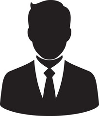 Professional male silhouette avatar person icon wearing business suit and tie for corporate profile