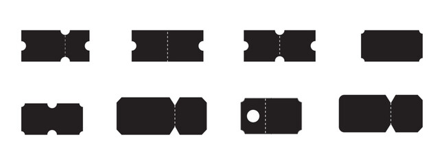 Collection of black die cut shapes and templates Suitable for designing tickets, vouchers, coupons and invitations