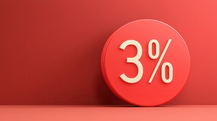 A bold red circle displays the percentage "3%" in white, set against a matching background, creating a striking visual impact.