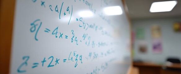 The mathematical notation on the whiteboard inspires curiosity and sparks eager minds in the classroom