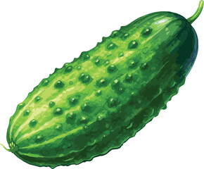 Vector watercolor painted illustration of a cucumber