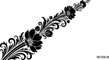Elegant floral flourish design element for invitations and greeting cards, classic botanical illustration with intricate detail, vintage style decoration art © Artesian Edge