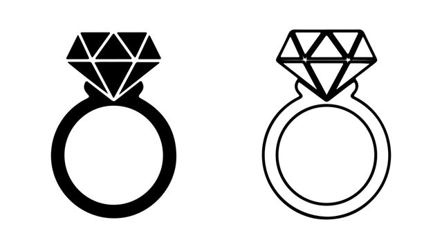 Diamond ring icon with transparent background
