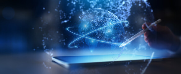 Global Digital Network Background Template for Business and Technology Concept.