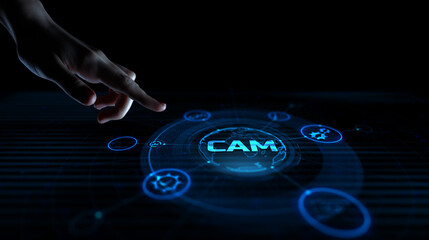 CAM Computer Aided Manufacturing and Digital Production Technology Concept.
