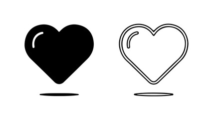 Heart icons with outline and transparent background