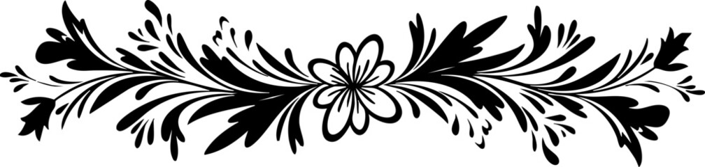 Elegant black floral design element perfect for wedding invitations, greeting cards, and sophisticated branding projects needing a touch of nature © TOP-EDGE DESIGNS