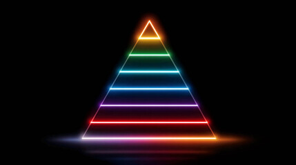 A glowing neon Christmas tree with multicolored outlines.