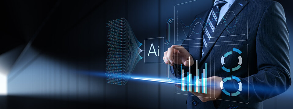 Artificial Intelligence Data Analysis and Machine Learning Insights Visualization for Business Technology.