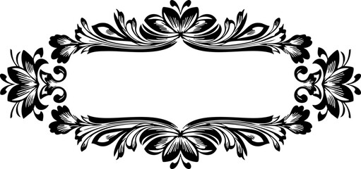 Elegant ornate floral frame design offers sophisticated decorative element for invitations, stationery, and professional branding projects
