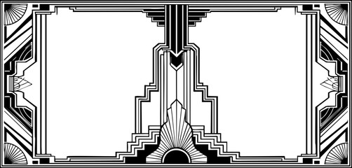 Elegant art deco frame design perfect for invitations, menus, and certificates creating a luxurious vintage aesthetic for any project