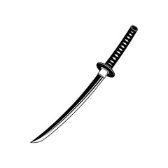 Traditional Japanese Katana Sword Vector Illustration