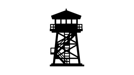 Watchtower silhouette with transparent background