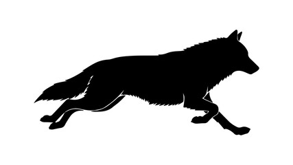 Naklejka premium Running wolf silhouette with transparent background