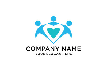 Abstract Human Figures Forming Heart Shape in Community Connection Logo Design