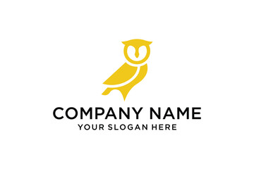 Minimalist Yellow Owl Logo Design, Modern Bird Icon, Simple Animal Symbol for Branding and Education