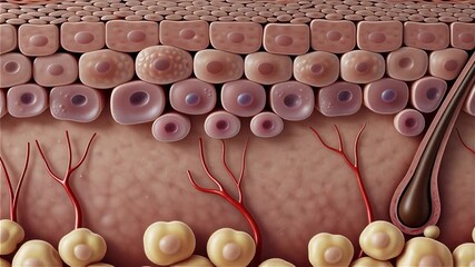 Detailed Illustration of Human Skin Anatomy and Structure