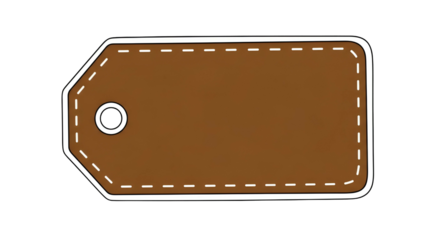 Simple Brown Leather Price Tag on Transparent Background