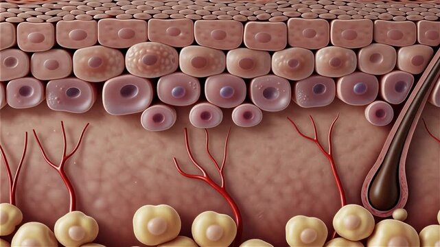 Detailed Illustration of Human Skin Anatomy and Structure