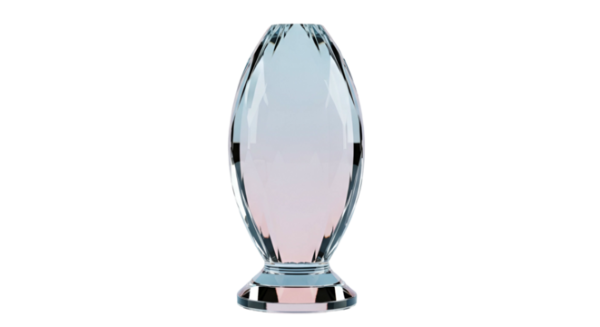 Elegant Clear Crystal Award Trophy on Transparent Background