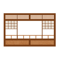 window of Japanese house is drawn in flat style and isolated on white background. geometric window in the minimalist style, detail of traditional Japanese house. stock vector illustration. EPS 10.