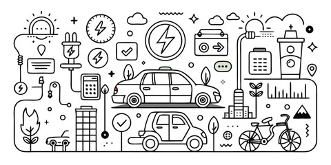 Sustainable transportation and green energy concepts in modern city lifestyle