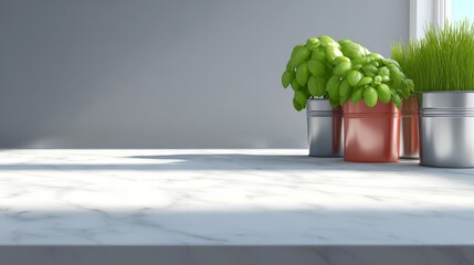 Fototapeta premium Vibrant green plants thriving growth in rustic metal bucket natural garden decor scene.