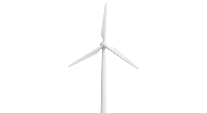 Wind Turbine with Three Blades Against Clear Sky