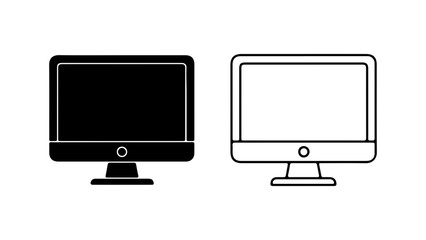 Computer monitors with outline and solid fill with transparent background