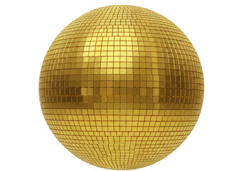 Golden disco ball PNG illustration isolated on transparent background for party decoration and celebration design Shiny mirror ball