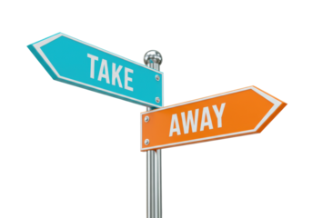 Directional Sign with Take and Away Arrows Isolated on Transparent Background PNG Choice Concept Signpost