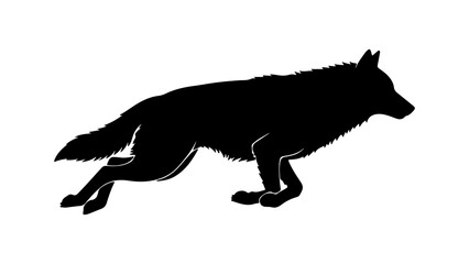 Running wolf silhouette with transparent background © Adobe