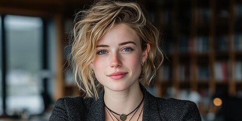 Photo of a female CEO businesswoman in her private office