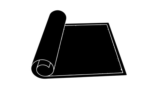 Rolled paper blueprint with transparent background