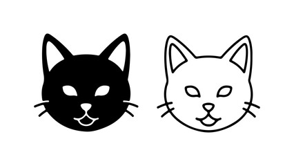 Obraz premium Cat heads outline and solid with transparent background