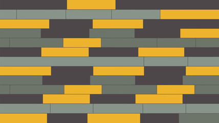 A horizontal pattern of gray charcoal and yellow rectangles arranged in a brick like fashion design style