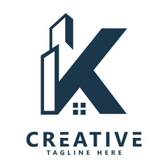 Letter k real estate logo design concept template fully editable vector